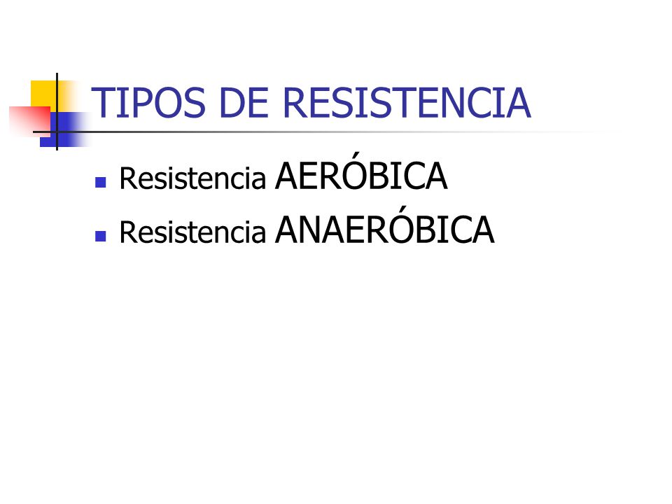 TIPOS DE RESISTENCIA Resistencia AERÓBICA Resistencia ANAERÓBICA