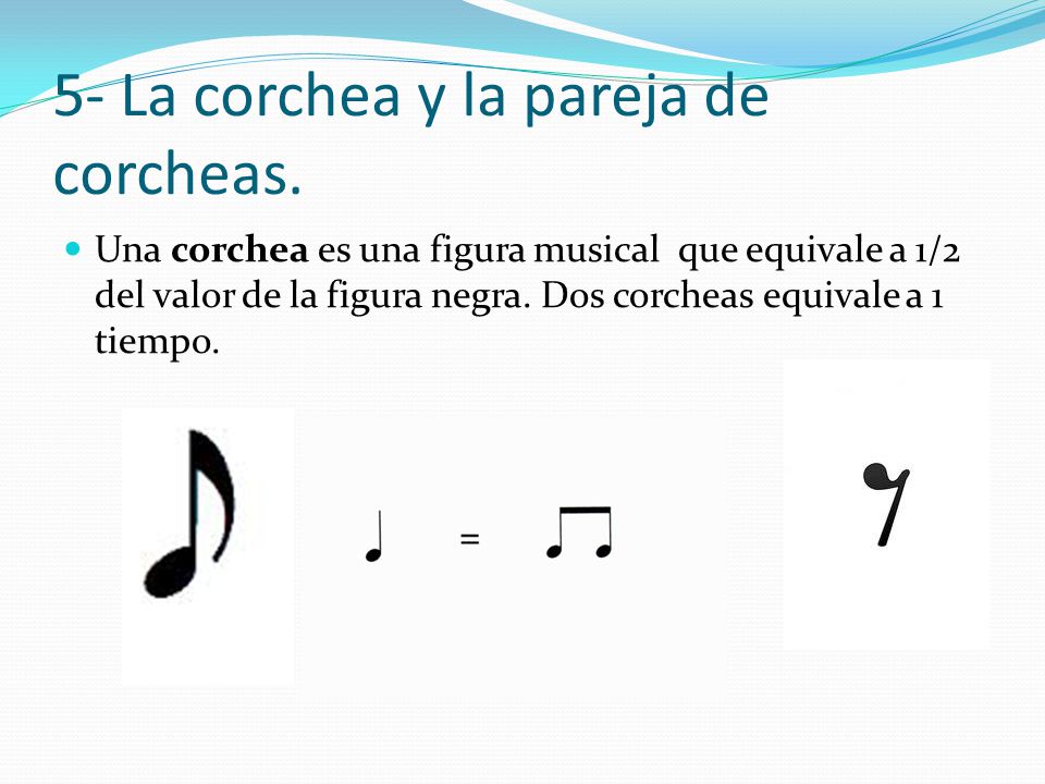 5- La corchea y la pareja de corcheas.