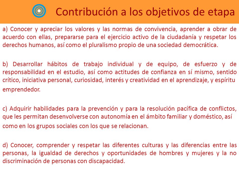 Contribución a los objetivos de etapa