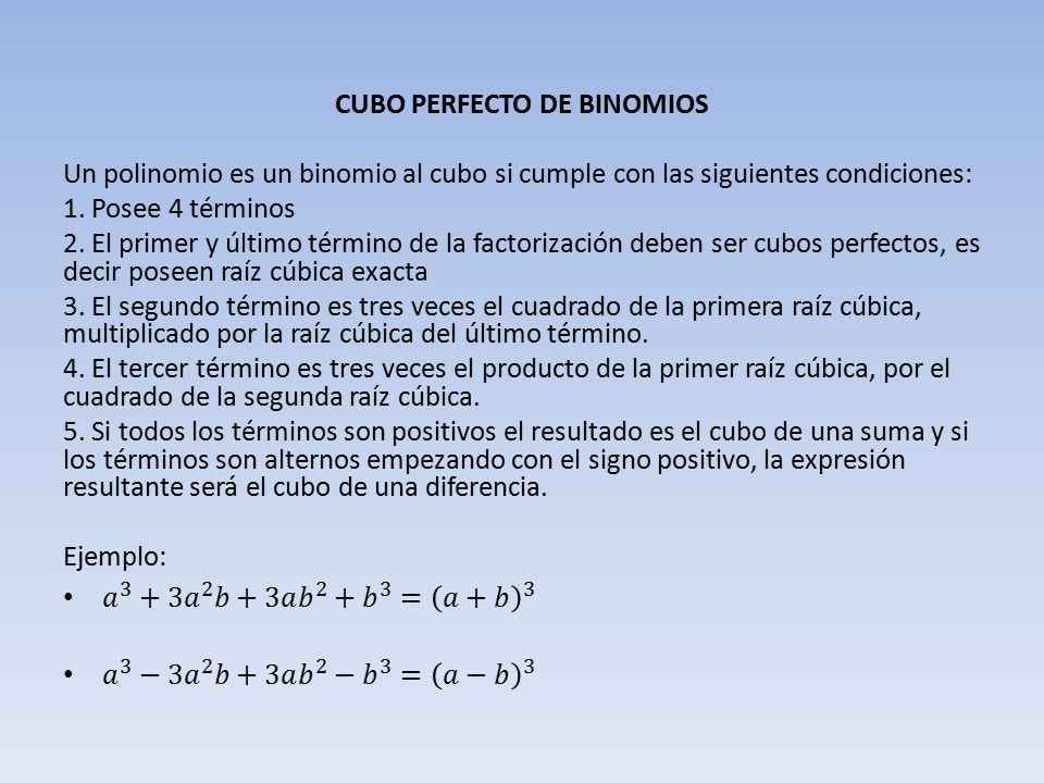 CUBO PERFECTO DE BINOMIOS
