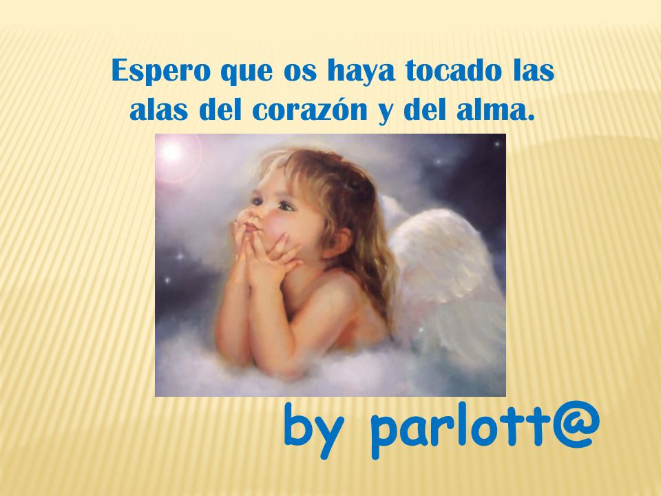 Espero que os haya tocado las alas del corazón y del alma.