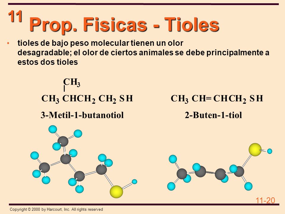 Prop. Fisicas - Tioles 2-Buten-1-tiol 3-Metil-1-butanotiol C H = S