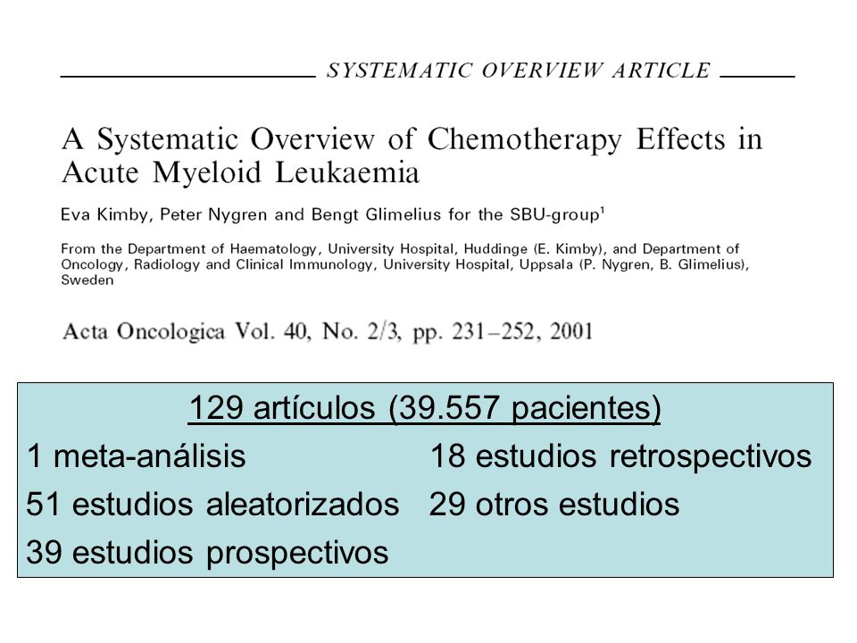 Quimioterapia en LMA Una revisión sistemática