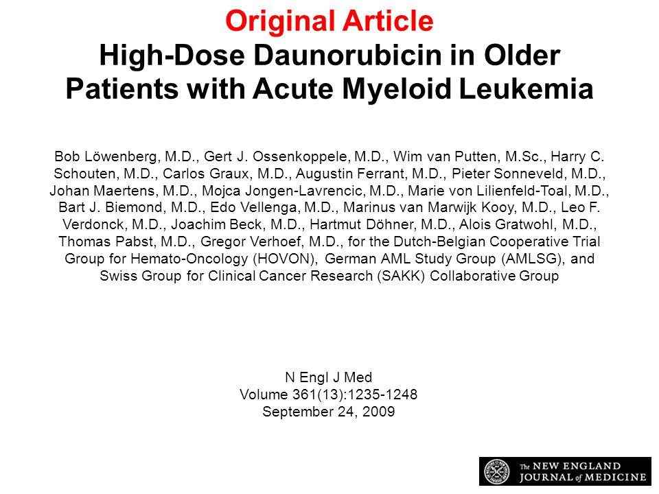 Original Article High-Dose Daunorubicin in Older Patients with Acute Myeloid Leukemia