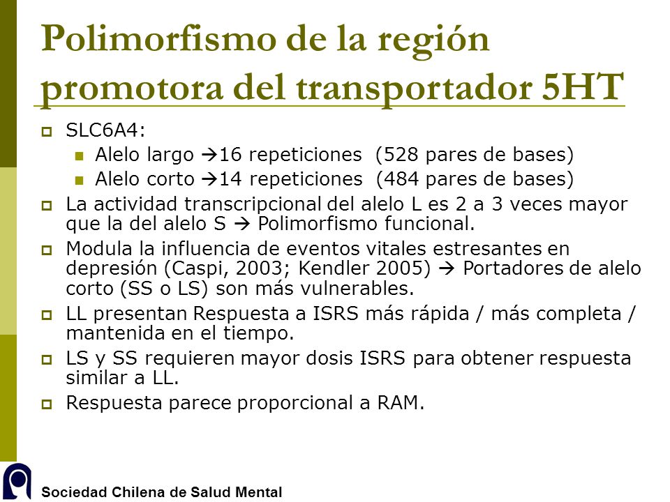 Polimorfismo de la región promotora del transportador 5HT