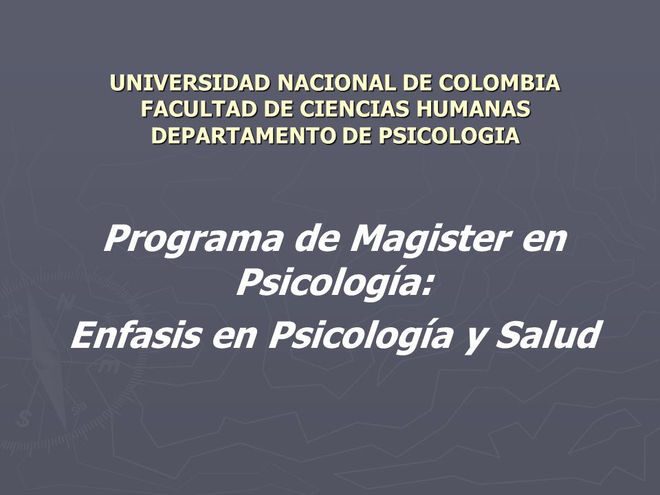 Programa de Magister en Psicología: Enfasis en Psicología y Salud