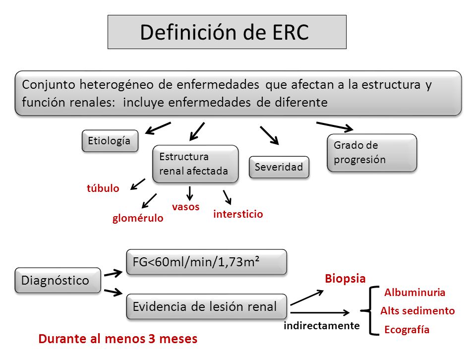 Definición de ERC Conjunto heterogéneo de enfermedades que afectan a la estructura y función renales: incluye enfermedades de diferente.