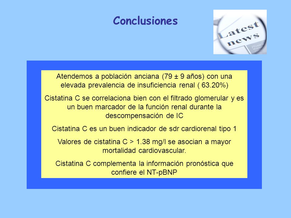 Cistatina C es un buen indicador de sdr cardiorenal tipo 1