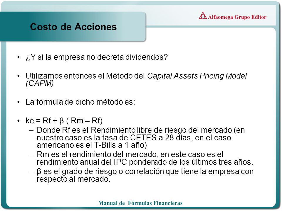 Costo de Acciones ¿Y si la empresa no decreta dividendos