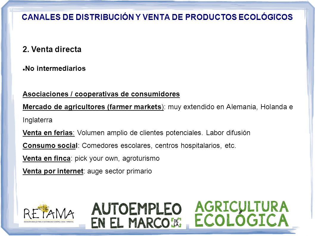 CANALES DE DISTRIBUCIÓN Y VENTA DE PRODUCTOS ECOLÓGICOS