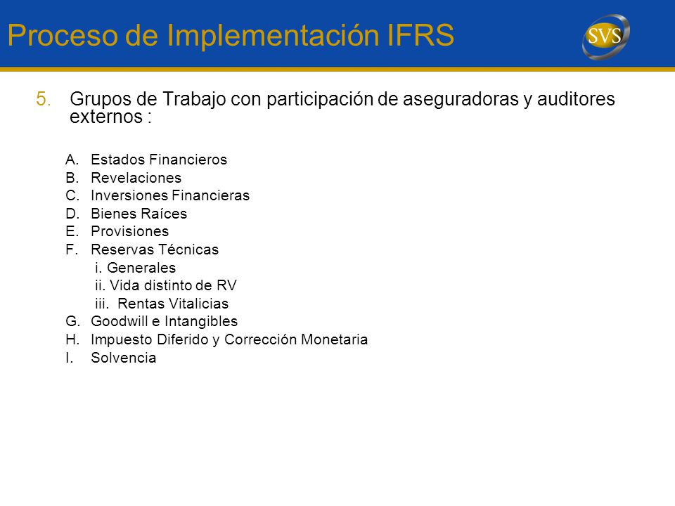 Proceso de Implementación IFRS