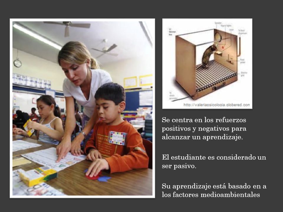 Se centra en los refuerzos positivos y negativos para alcanzar un aprendizaje.