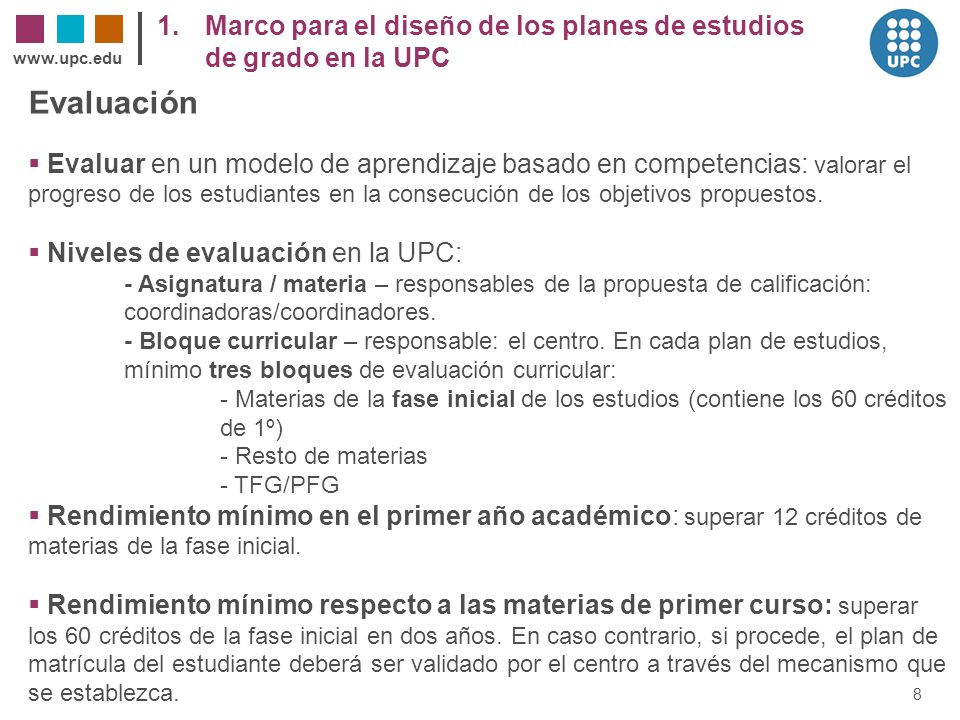 Evaluación Marco para el diseño de los planes de estudios
