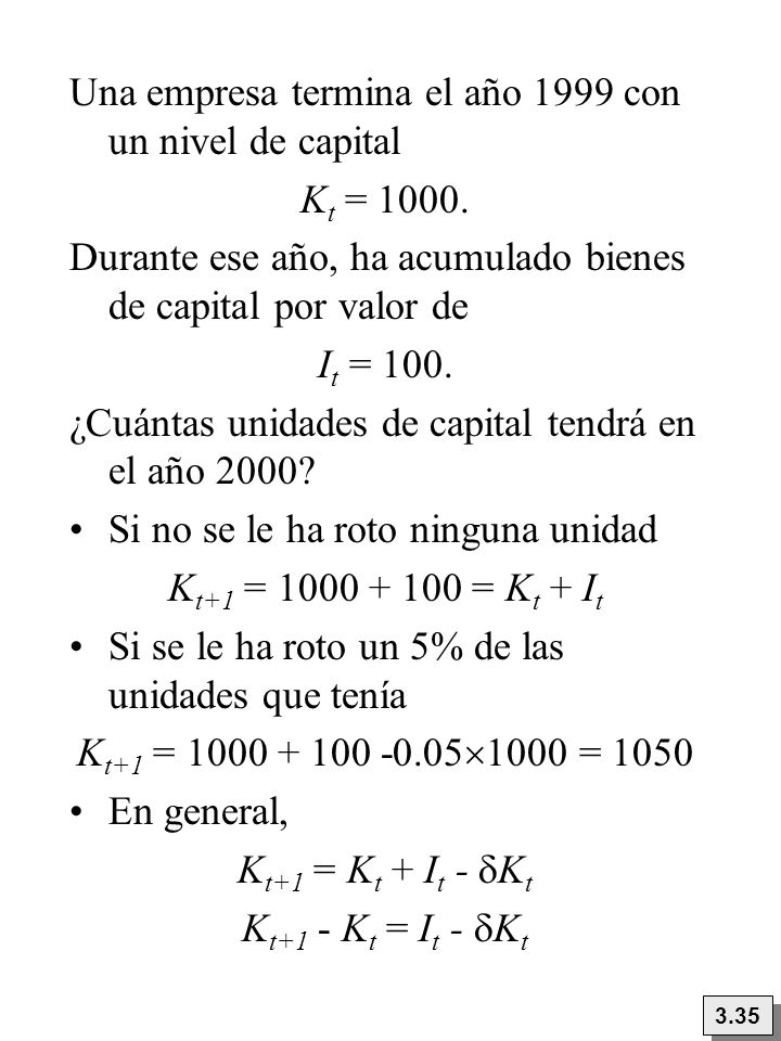 Una empresa termina el año 1999 con un nivel de capital Kt =