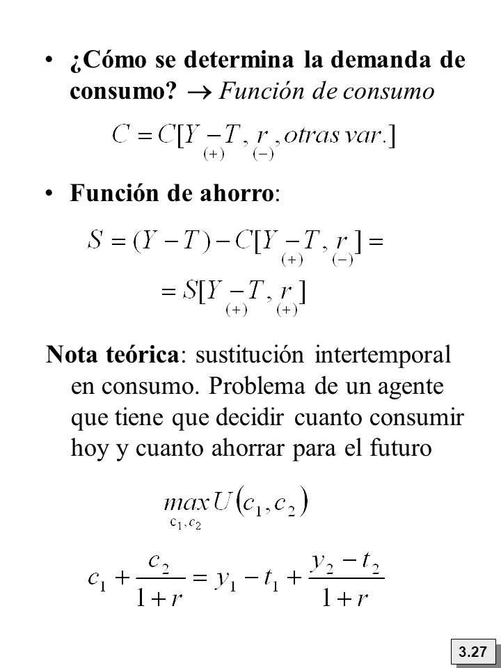 ¿Cómo se determina la demanda de consumo  Función de consumo