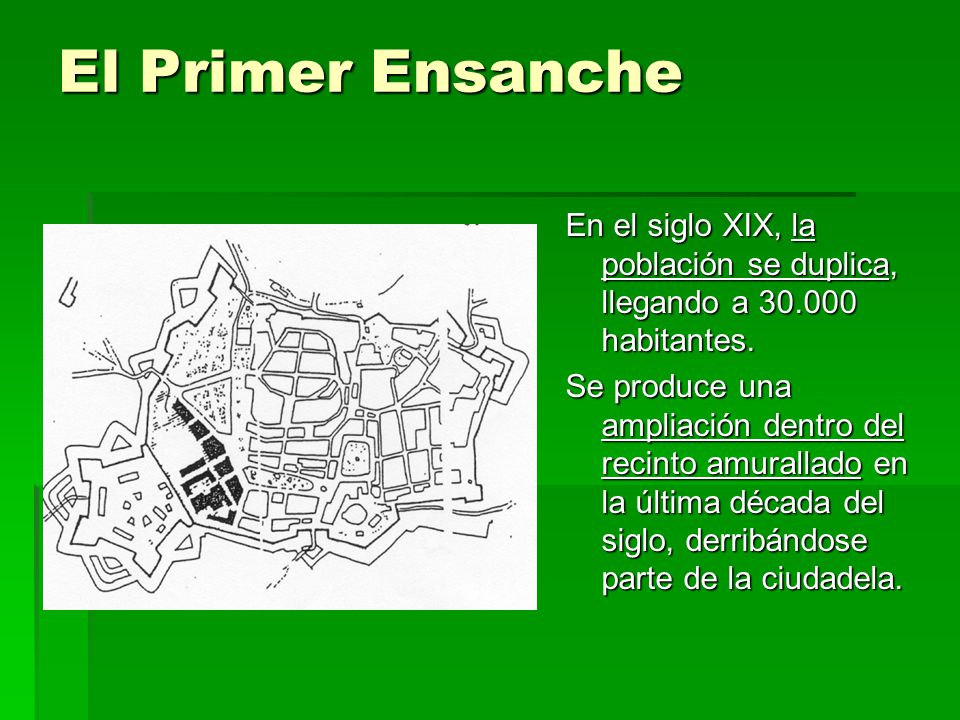 El Primer Ensanche En el siglo XIX, la población se duplica, llegando a habitantes.
