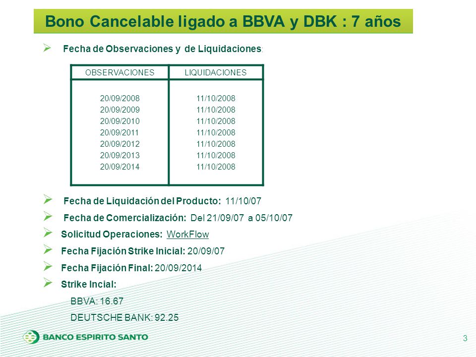 Bono Cancelable ligado a BBVA y DBK : 7 años