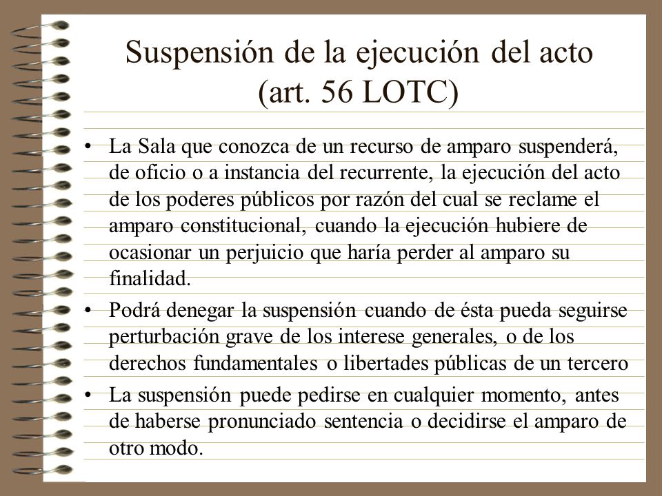 Suspensión de la ejecución del acto (art. 56 LOTC)