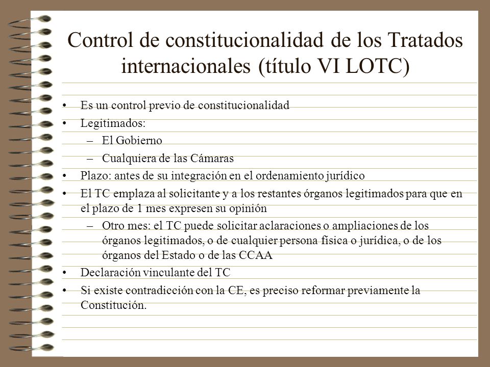 Control de constitucionalidad de los Tratados internacionales (título VI LOTC)