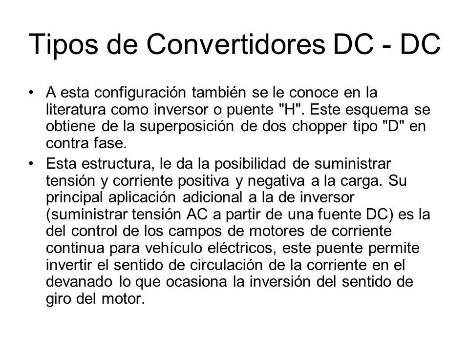 Tipos de Convertidores DC - DC