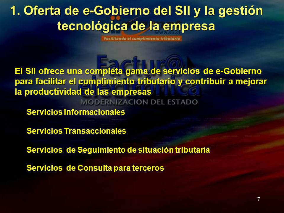 1. Oferta de e-Gobierno del SII y la gestión tecnológica de la empresa