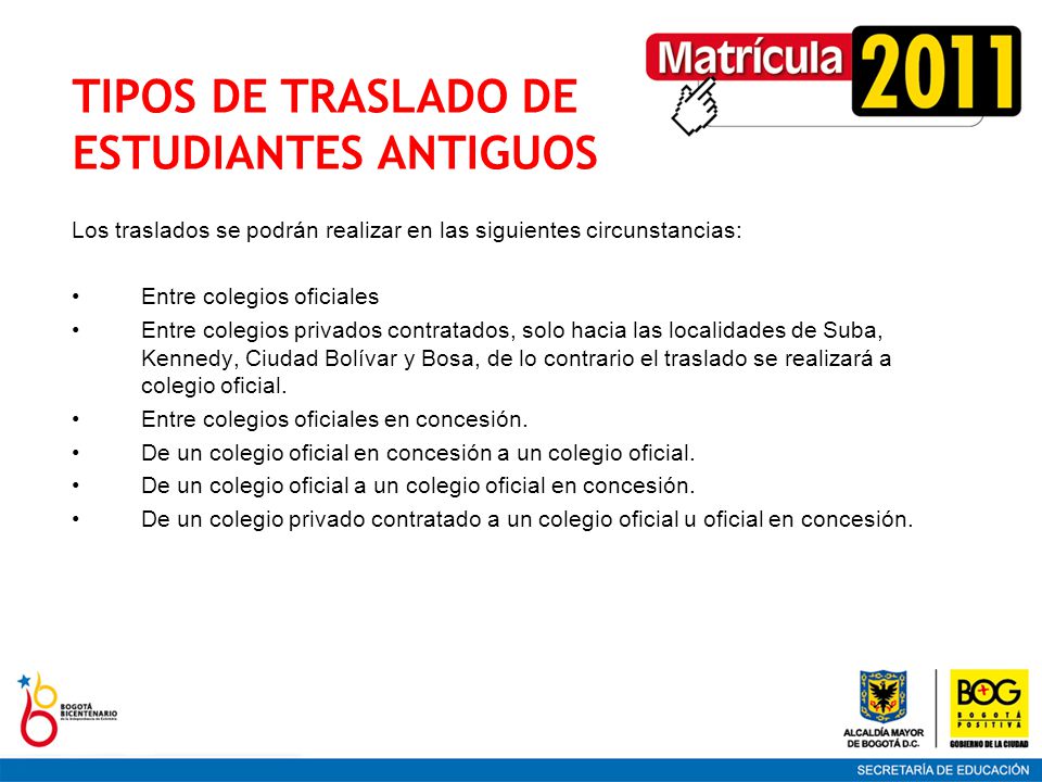 TIPOS DE TRASLADO DE ESTUDIANTES ANTIGUOS