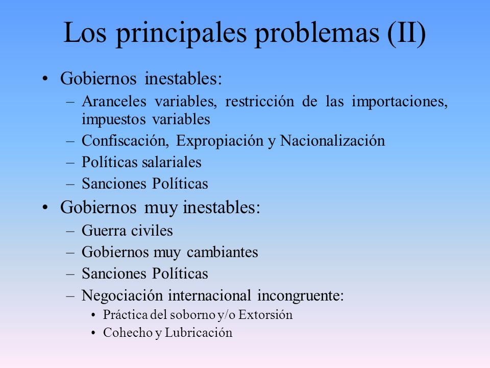 Los principales problemas (II)