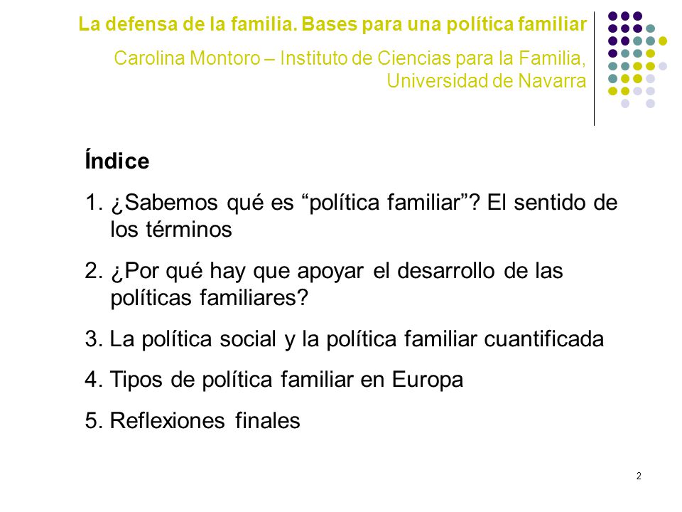 ¿Sabemos qué es política familiar El sentido de los términos
