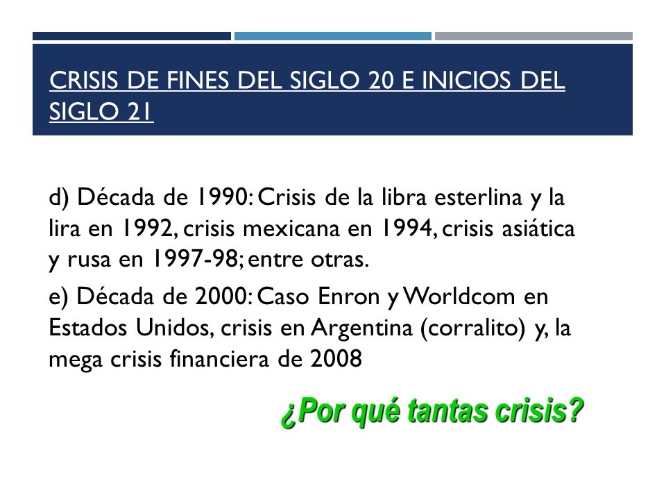 Crisis de fines del siglo 20 e inicios del siglo 21