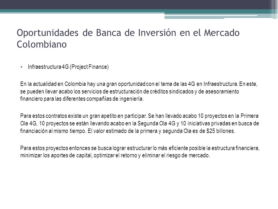 Oportunidades de Banca de Inversión en el Mercado Colombiano