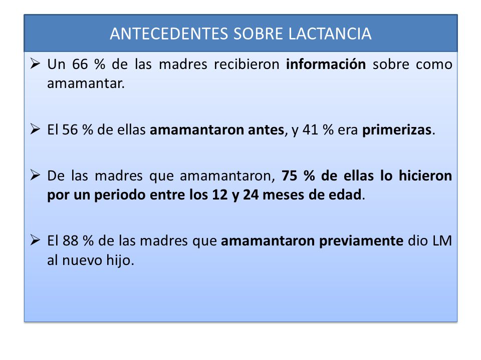 Antecedentes sobre lactancia