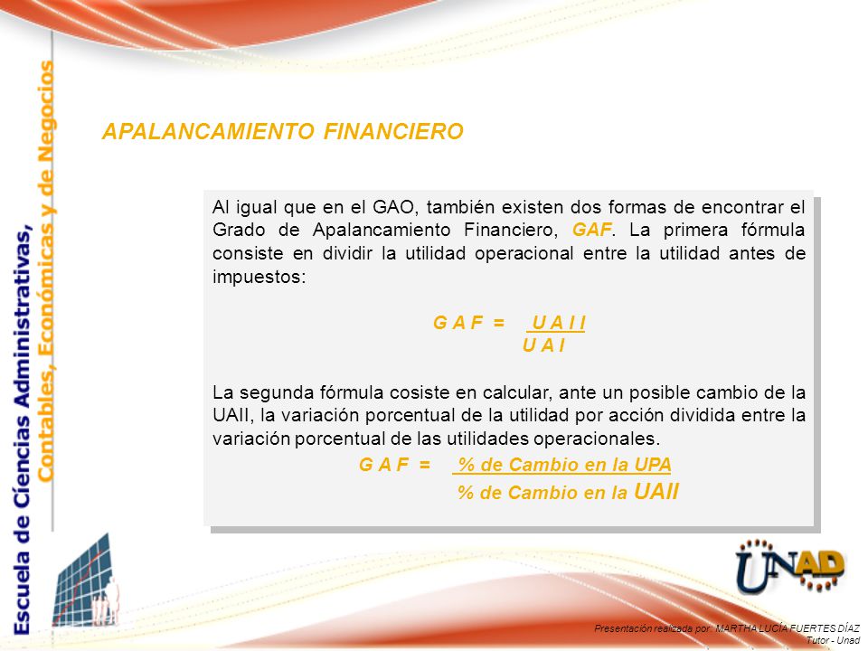 G A F = % de Cambio en la UPA