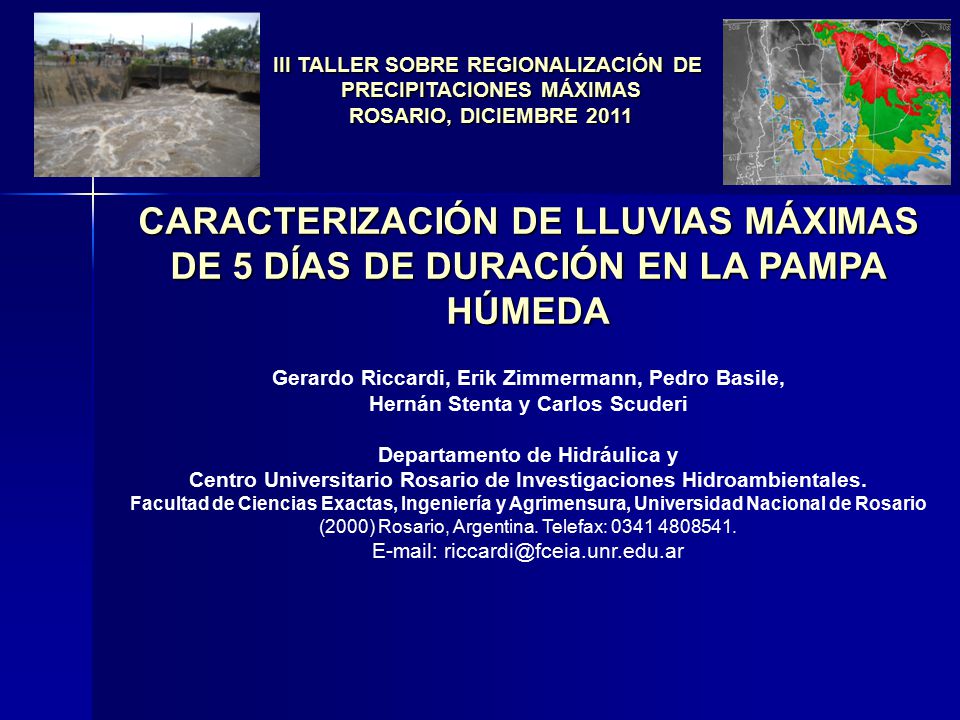 CARACTERIZACIÓN DE LLUVIAS MÁXIMAS DE 5 DÍAS DE DURACIÓN EN LA PAMPA HÚMEDA