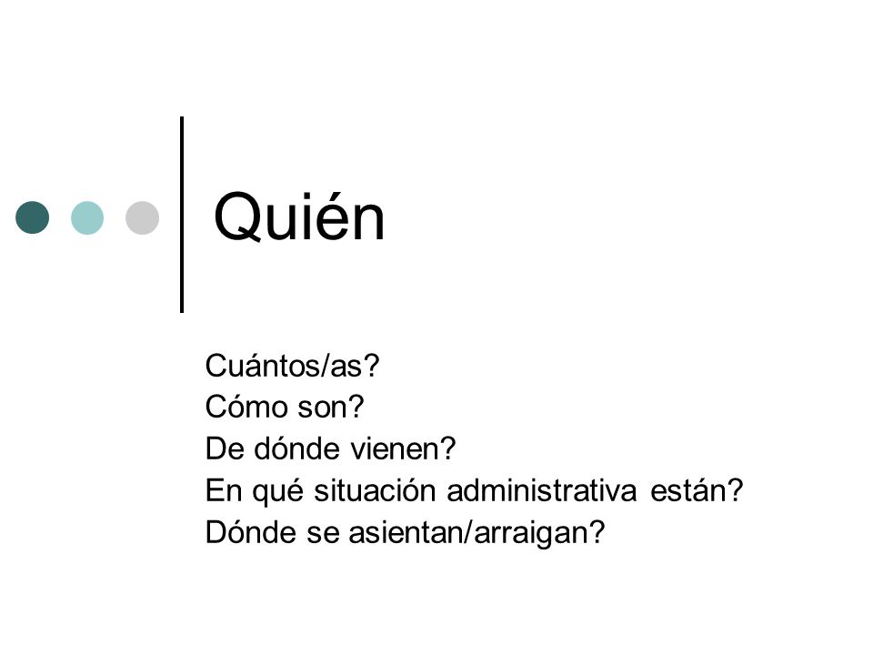 Quién Cuántos/as Cómo son De dónde vienen