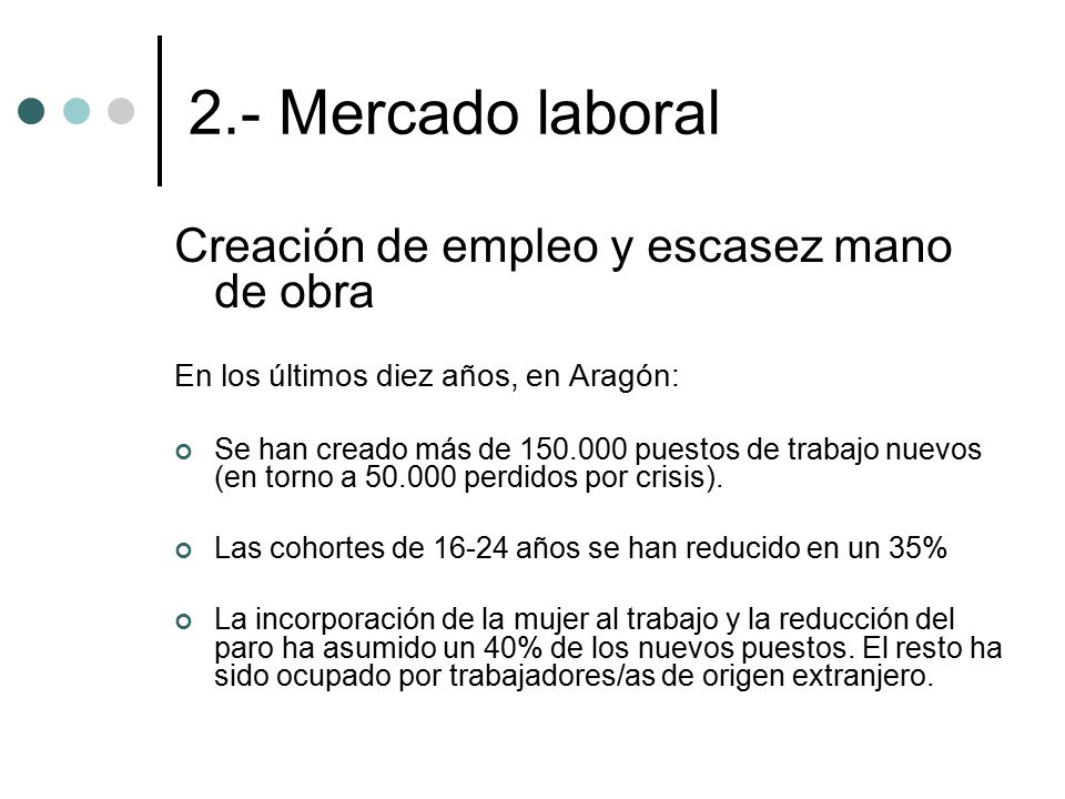 2.- Mercado laboral Creación de empleo y escasez mano de obra
