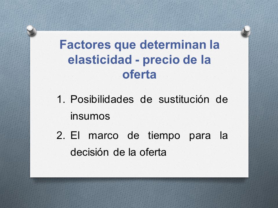 Factores que determinan la elasticidad - precio de la oferta