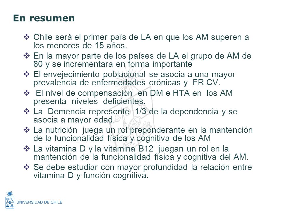 En resumen Chile será el primer país de LA en que los AM superen a los menores de 15 años.