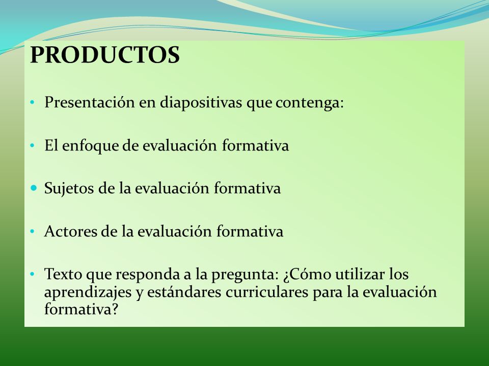 PRODUCTOS Presentación en diapositivas que contenga: