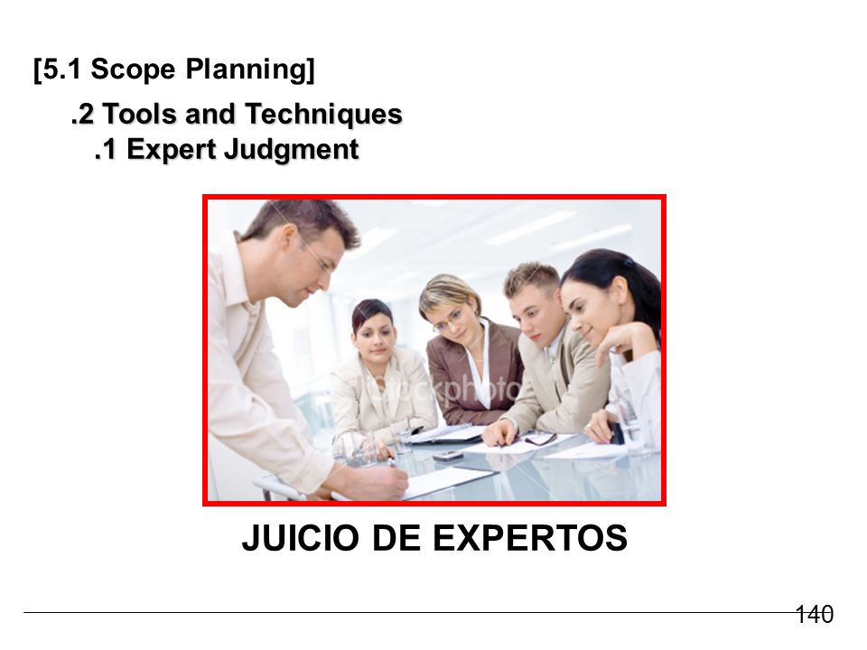 JUICIO DE EXPERTOS [5.1 Scope Planning] .2 Tools and Techniques