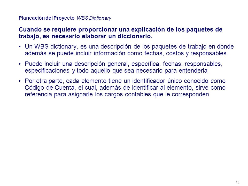 Desglose de entregables en paquetes de trabajo, de forma gráfica.