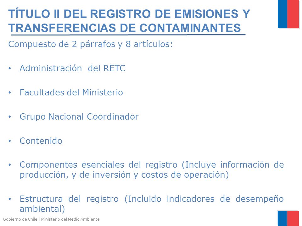 TÍTULO II DEL REGISTRO DE EMISIONES Y TRANSFERENCIAS DE CONTAMINANTES