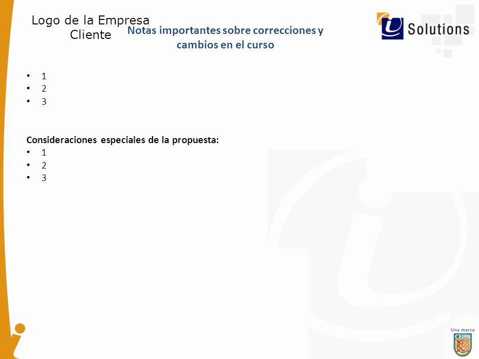 Notas importantes sobre correcciones y cambios en el curso