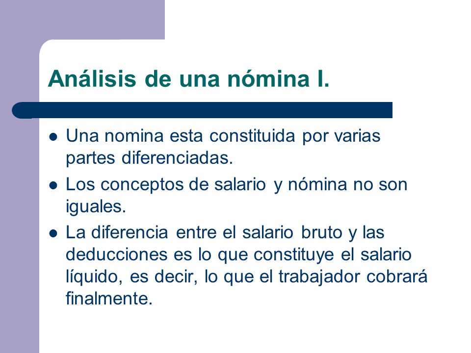 Análisis de una nómina I.