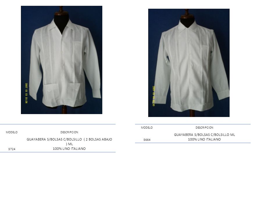 GUAYABERA S/BOLSAS C/BOLSILLO ( 2 BOLSAS ABAJO ) ML 100% LINO ITALIANO