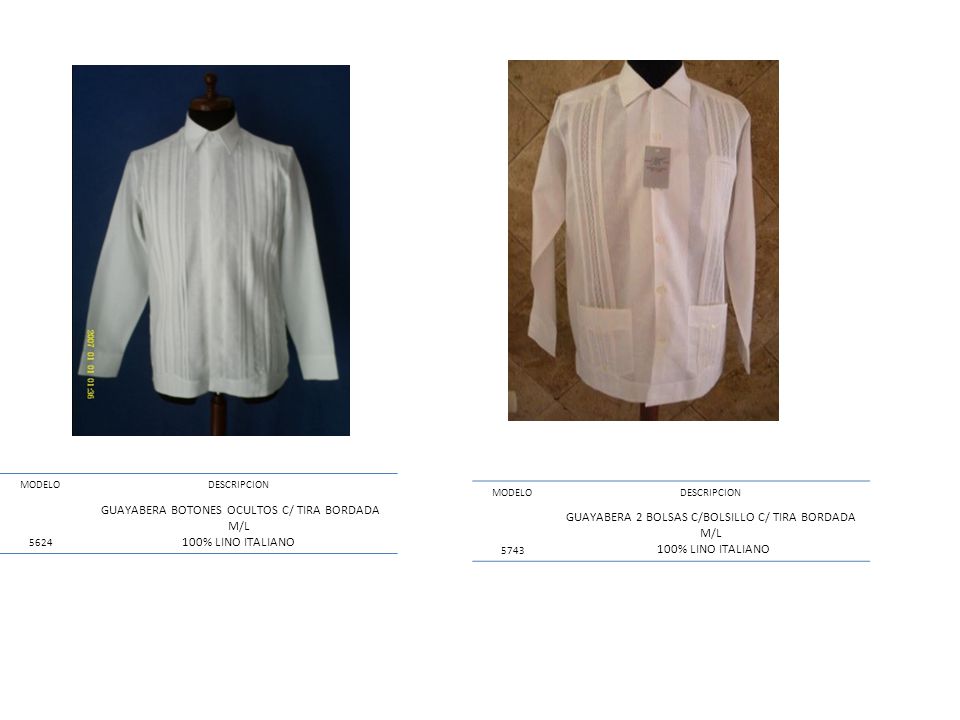 GUAYABERA BOTONES OCULTOS C/ TIRA BORDADA M/L 100% LINO ITALIANO