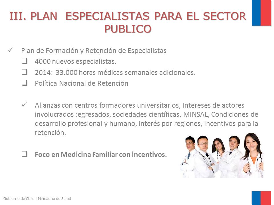 III. PLAN ESPECIALISTAS PARA EL SECTOR PUBLICO