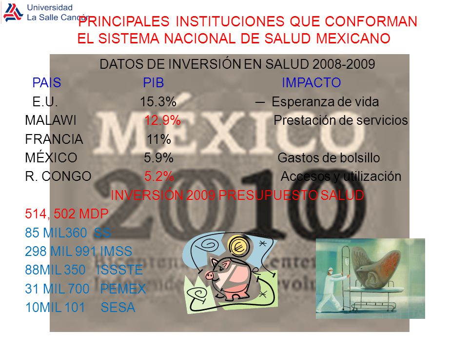 PRINCIPALES INSTITUCIONES QUE CONFORMAN EL SISTEMA NACIONAL DE SALUD MEXICANO