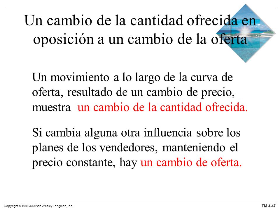 Un cambio de la cantidad ofrecida en oposición a un cambio de la oferta