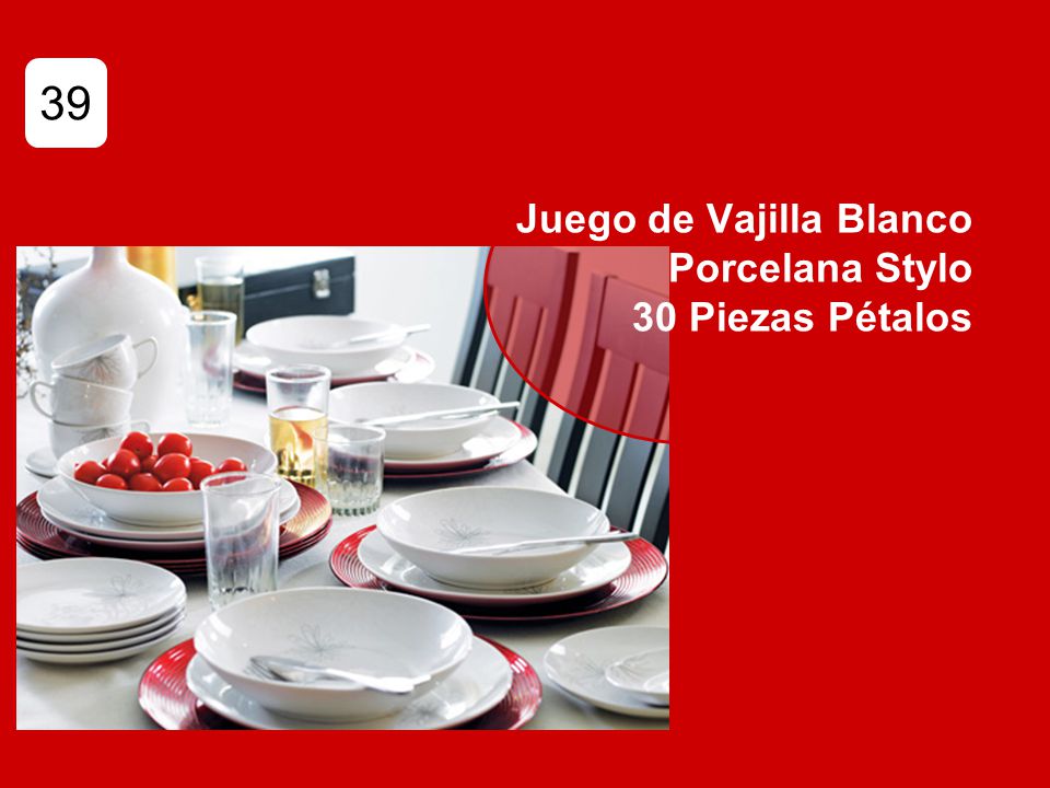 Juego de Vajilla Blanco Porcelana Stylo 30 Piezas Pétalos