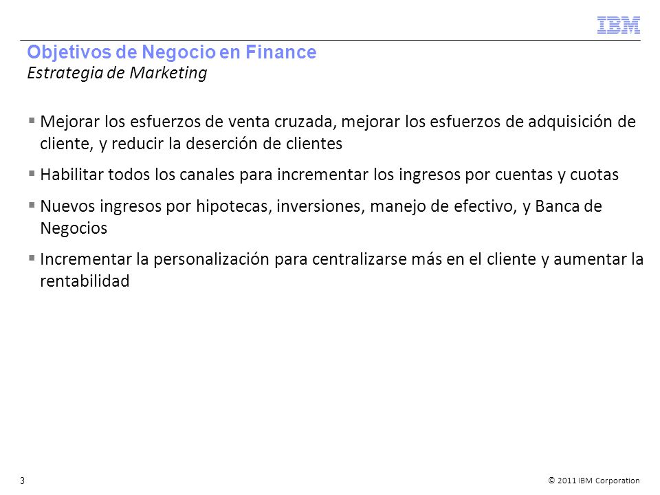 Objetivos de Negocio en Finance Estrategia de Marketing